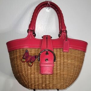 Coach Vintage Y2k Sonoma Small Bucket Zip Straw  Natural Grain 4907